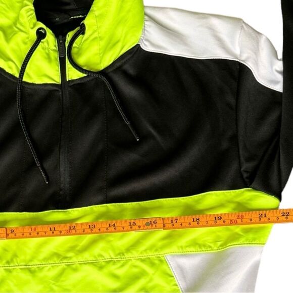 CSG Quarter Zip Pullover Hooded Neon Windbreaker Hoodie Jacket. Pockets. Medium. - Picture 3 of 6